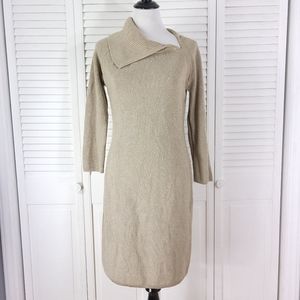 Calvin Klein women M wheat gold knit midi thick soft sweater dress fall winter